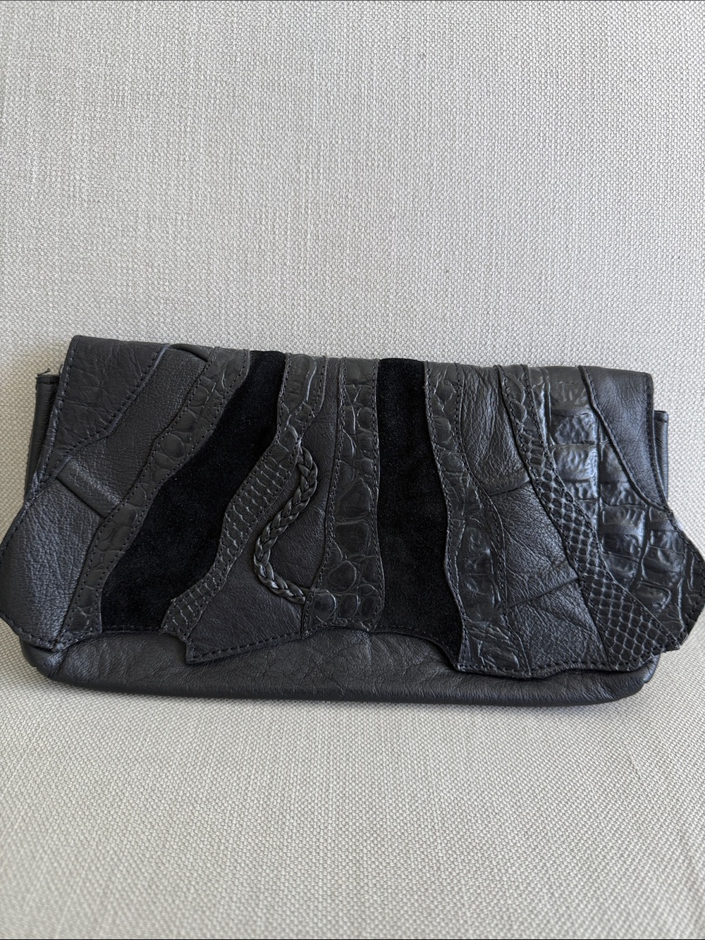 H&M Black Patchwork Textured Clutch